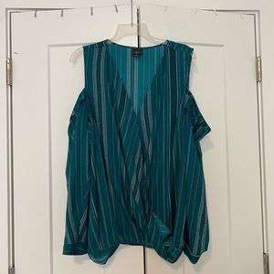 Worthington Green Cold Shoulder Blouse